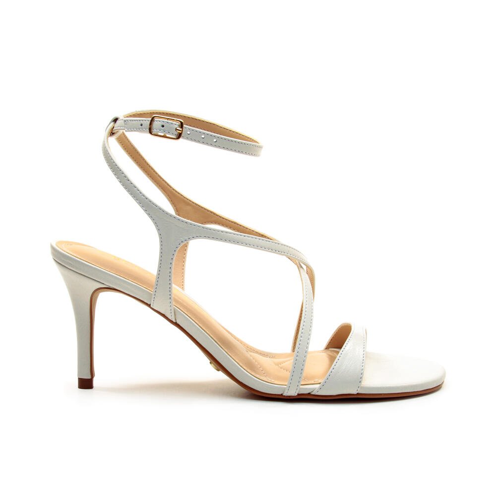 Sandália Couro Branco Salto Médio Cecconello 2826004-2