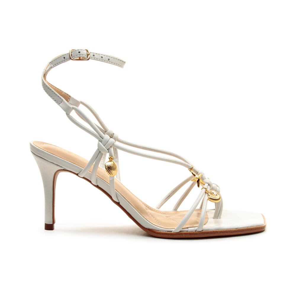 Sandália Couro Branco Salto Médio Cecconello 2711003-3