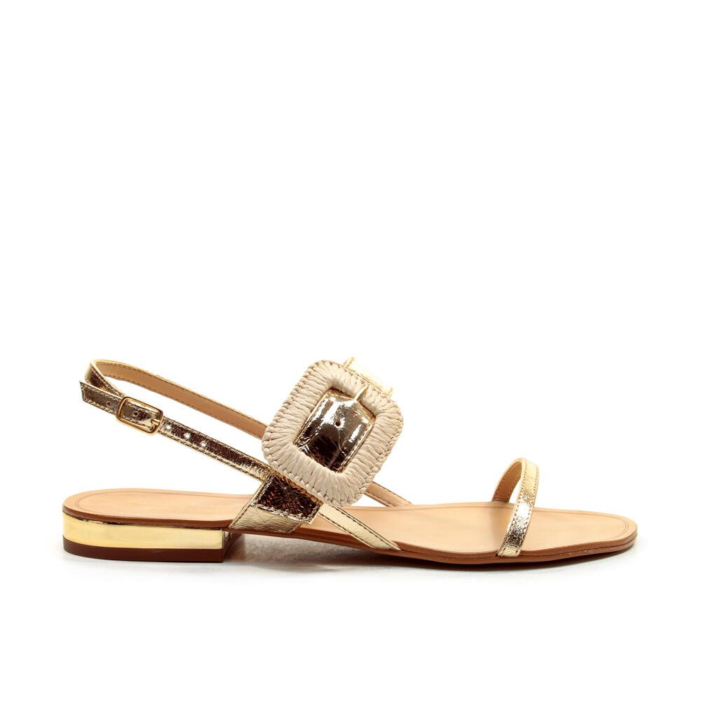 Rasteira Couro Ouro Light Cecconello 2724017-1