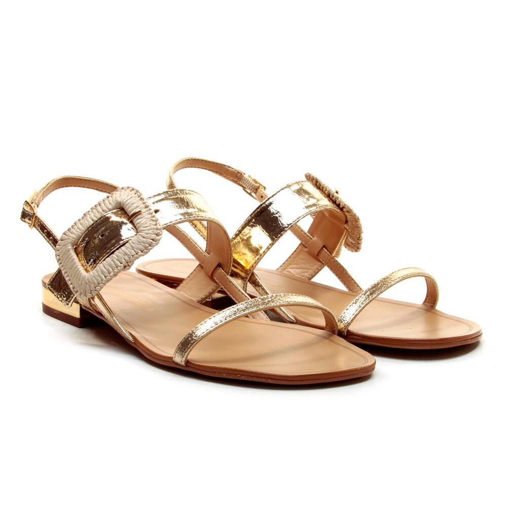 Rasteira Couro Ouro Light Cecconello 2724017-1 Dourado 5