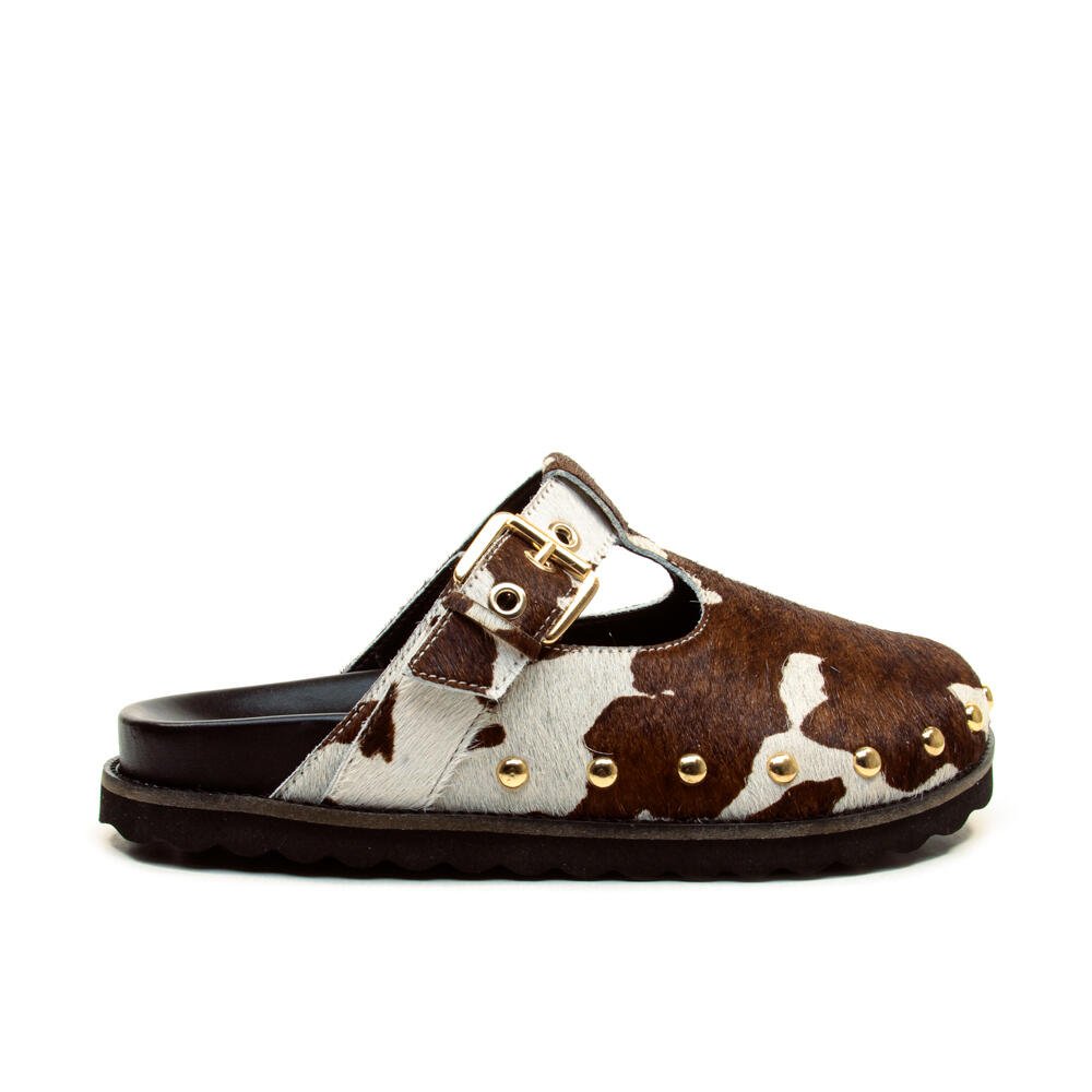 Mule Clog Couro Animal Print Cecconello 2909002-1