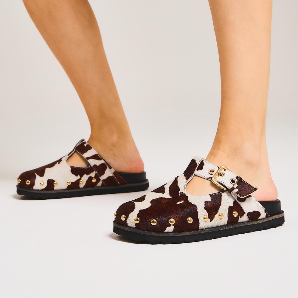 Mule Clog Couro Animal Print Cecconello 2909002-1 Animal Print 2