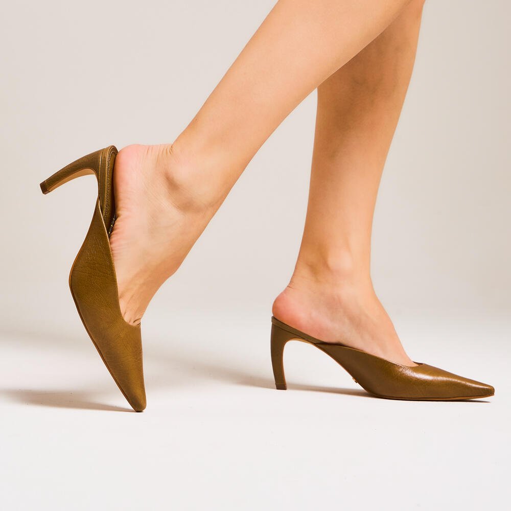 Mule Couro Verde Salto Médio Cecconello 2912003-1 Verde 2