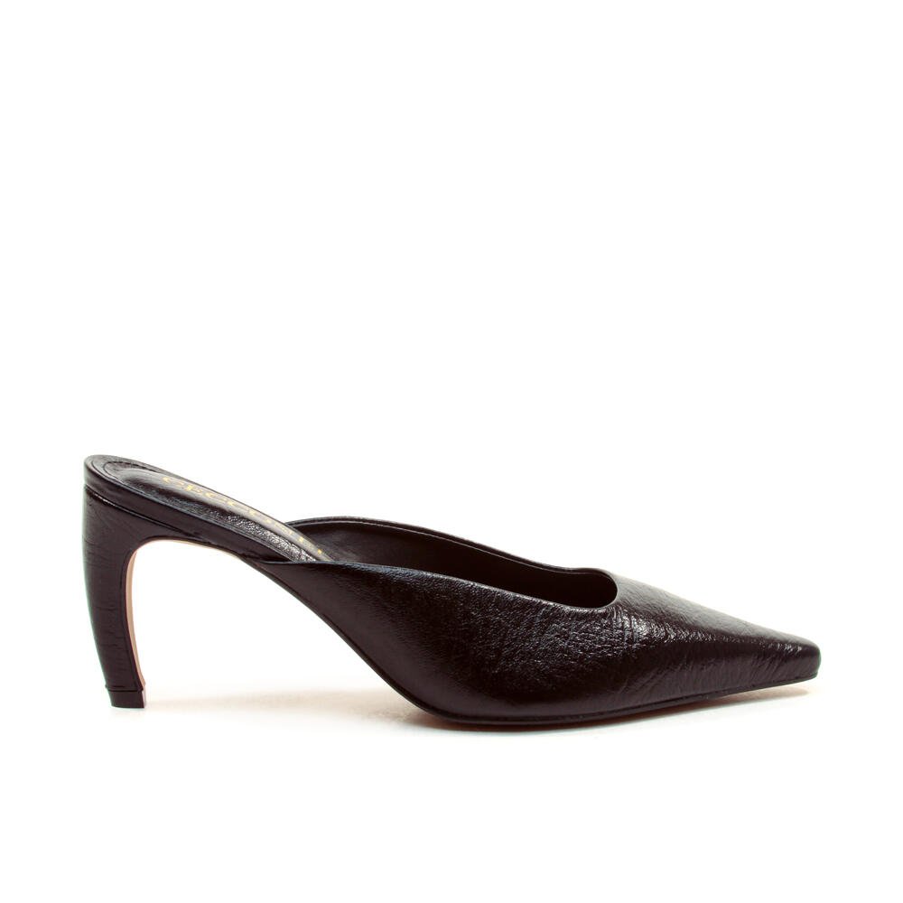 Mule Couro Preto Salto Médio Cecconello 2912003-2