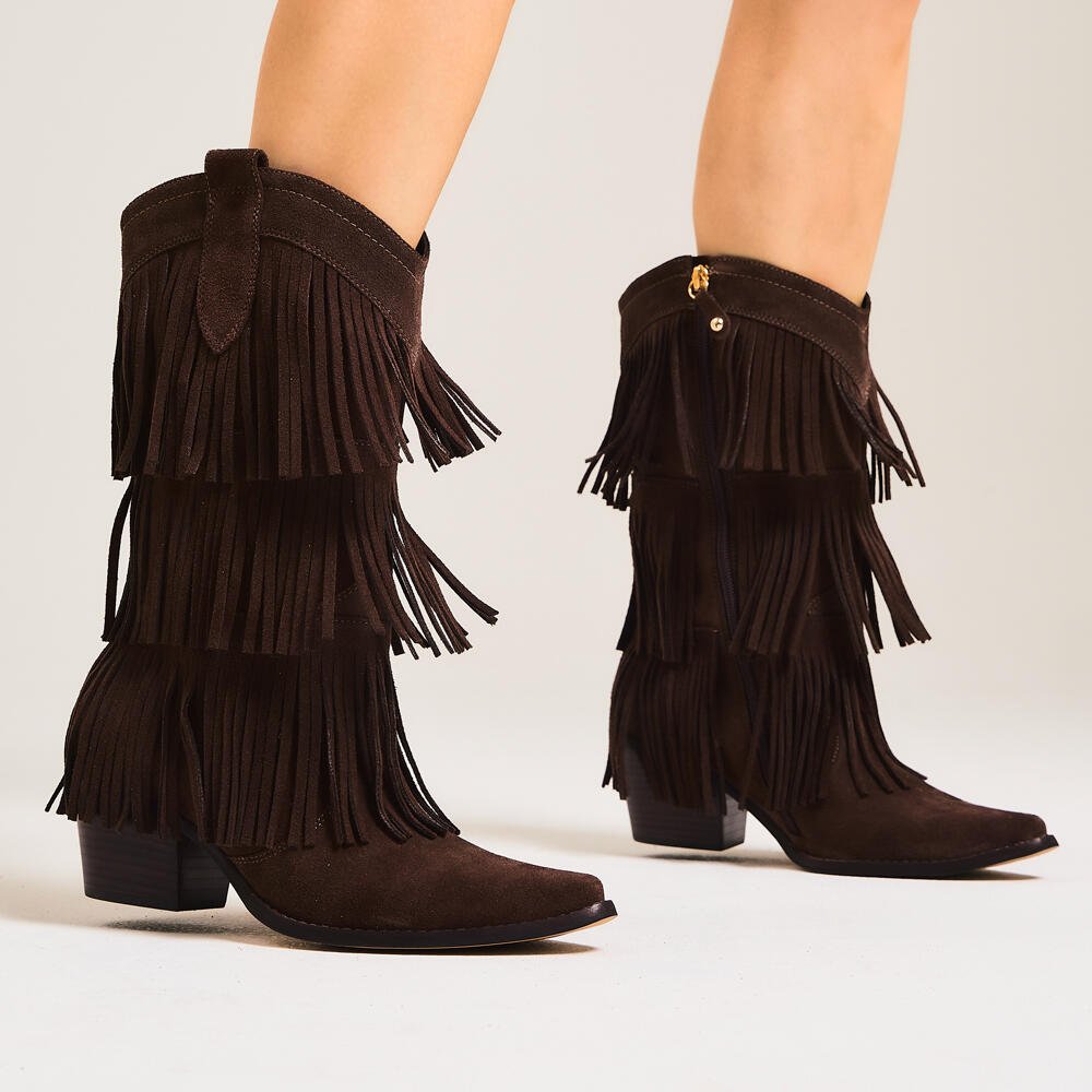 Bota Couro Marrom Cano Médio Cecconello 2907001-2 Café 2