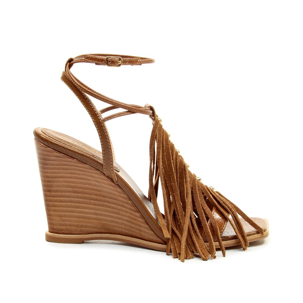 Sandália Couro Marrom Salto Alto Cecconello 2890001-2