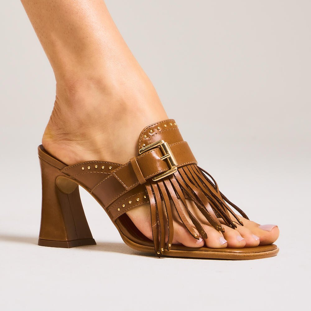 Tamanco Couro Marrom Salto Médio Cecconello 2888001-1 Marrom 2