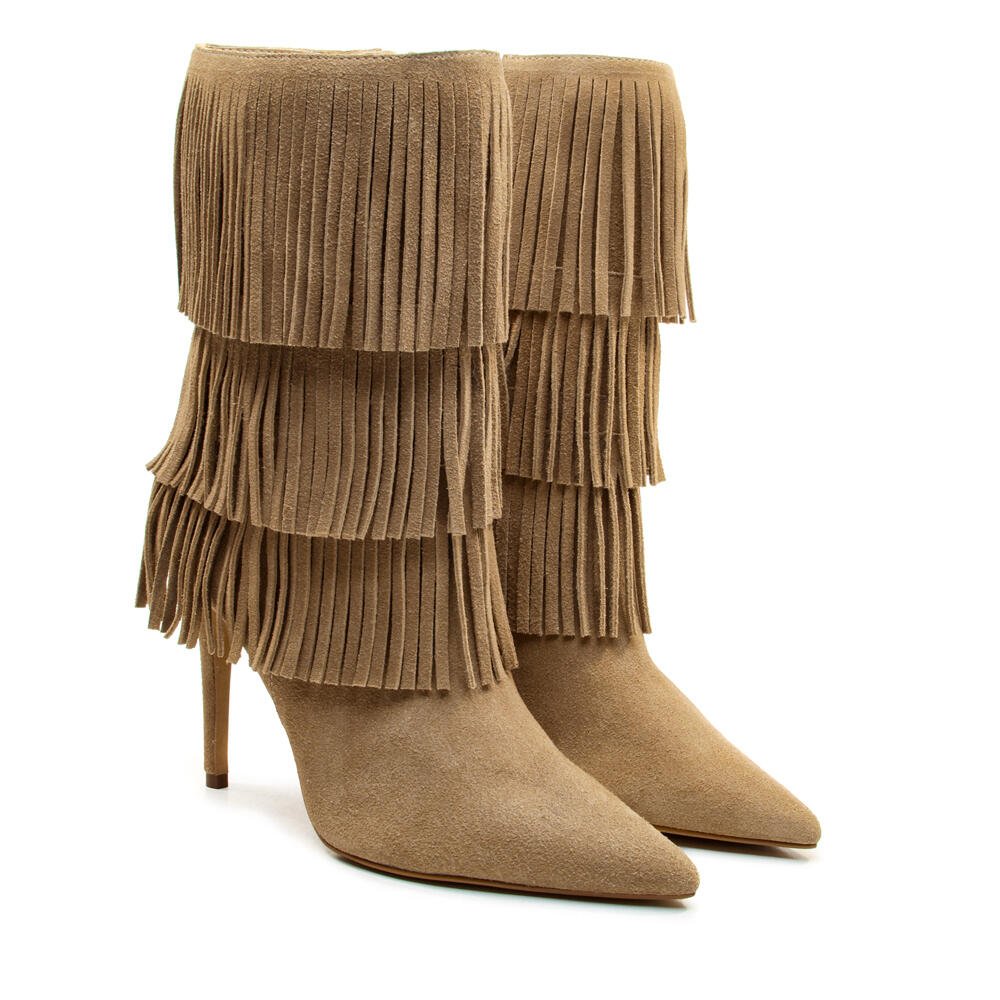 Bota Couro Nude Cano Curto Cecconello 2906001-2 Bege 4