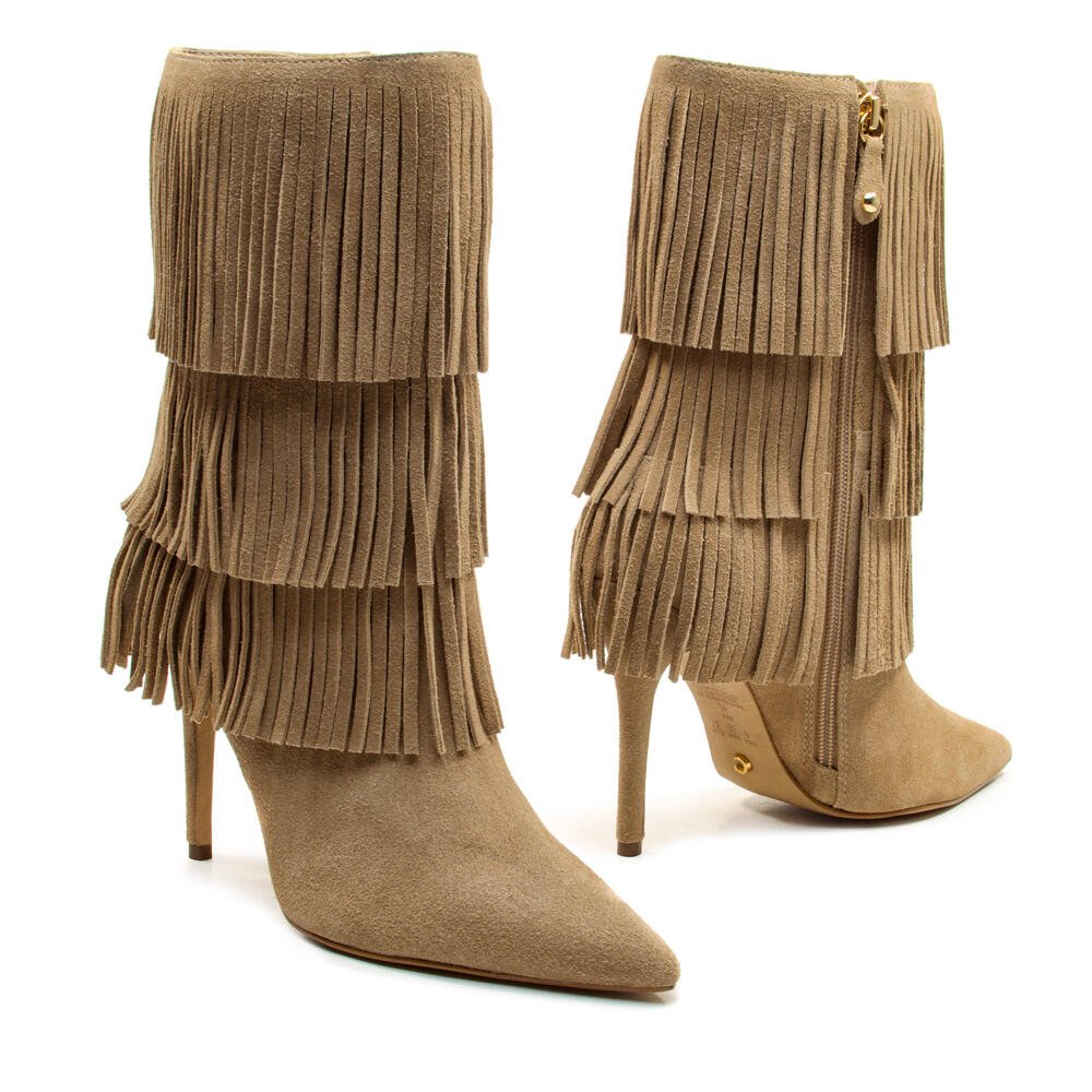 Bota Couro Nude Cano Curto Cecconello 2906001-2 Bege 5