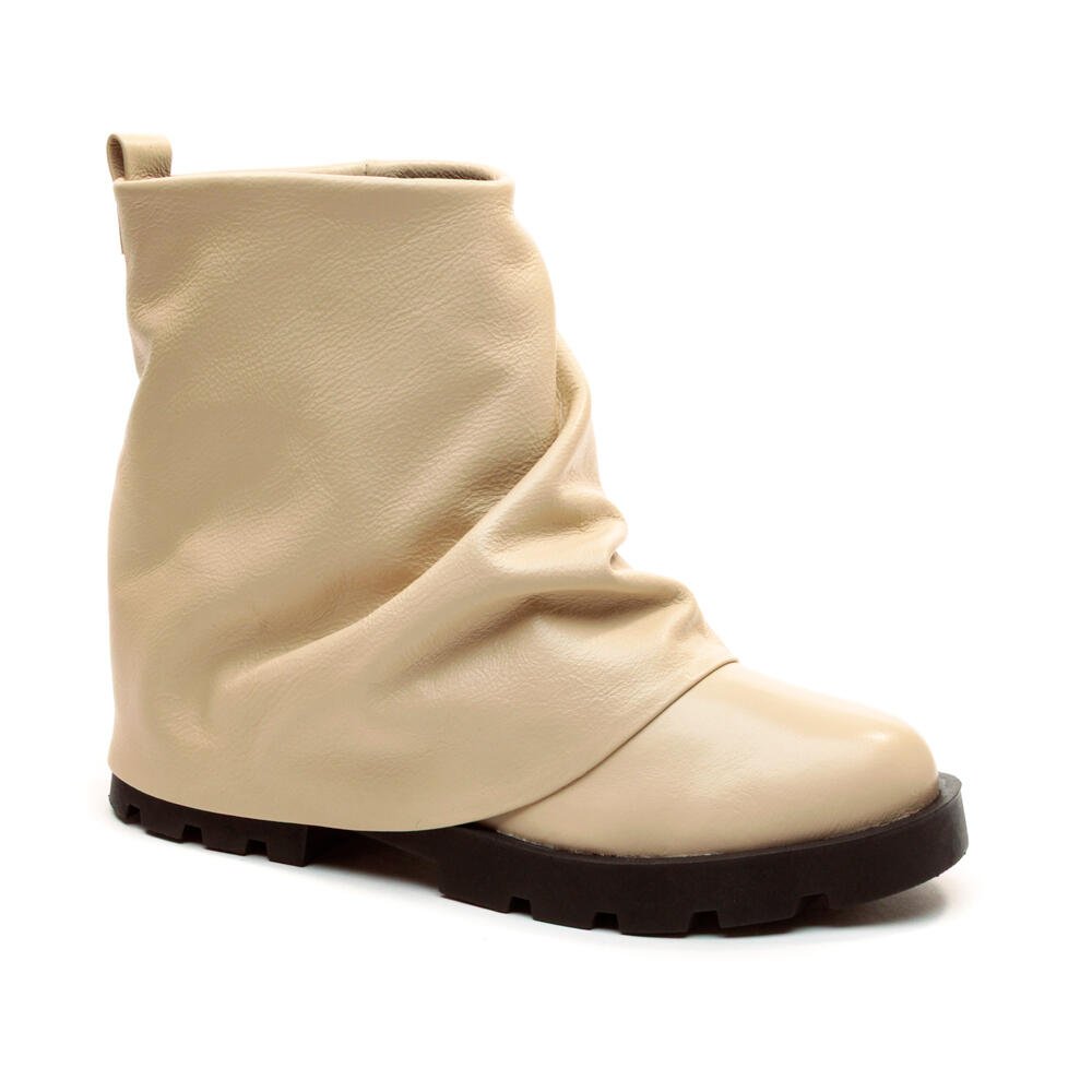 Bota Couro Off White Cano Curto Cecconello 2622001-1 Off White 2