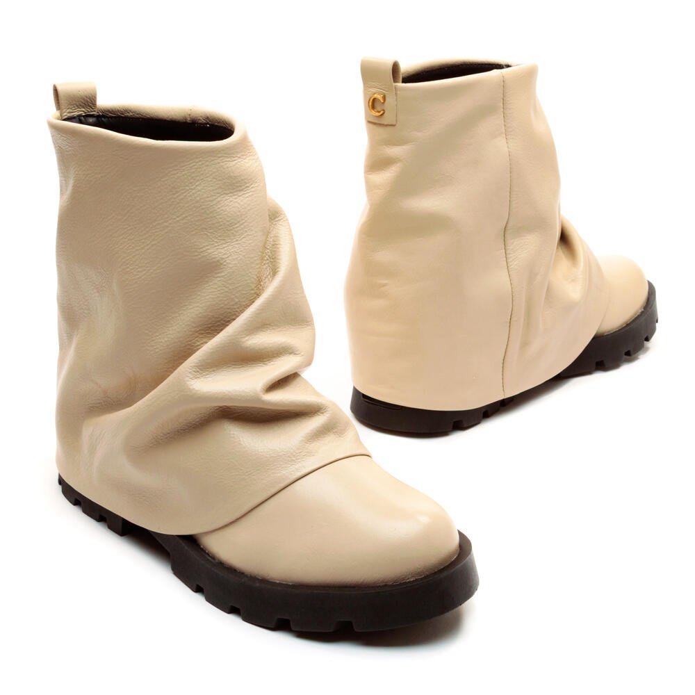 Bota Couro Off White Cano Curto Cecconello 2622001-1 Off White 4