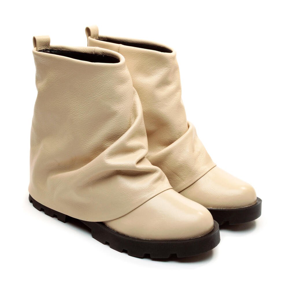 Bota Couro Off White Cano Curto Cecconello 2622001-1 Off White 5