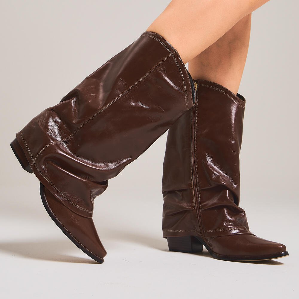 Bota Couro Marrom Cano Médio Cecconello 2619006-10 Marrom 2