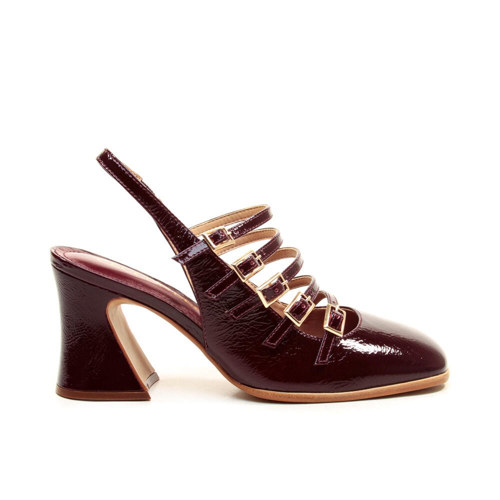 Slingback Couro Bordô Salto Médio Cecconello 2883001-2