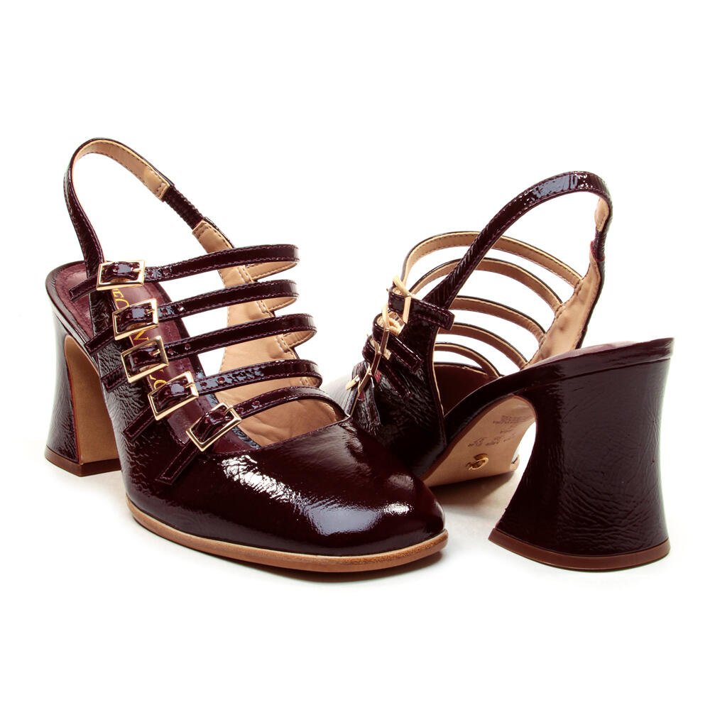 Slingback Couro Bordô Salto Médio Cecconello 2883001-2 Bordô 5
