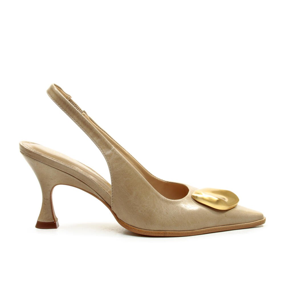 Slingback Couro Nude Salto Médio Cecconello 2905003-2