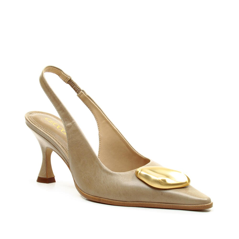 Slingback Couro Nude Salto Médio Cecconello 2905003-2 Bege 3