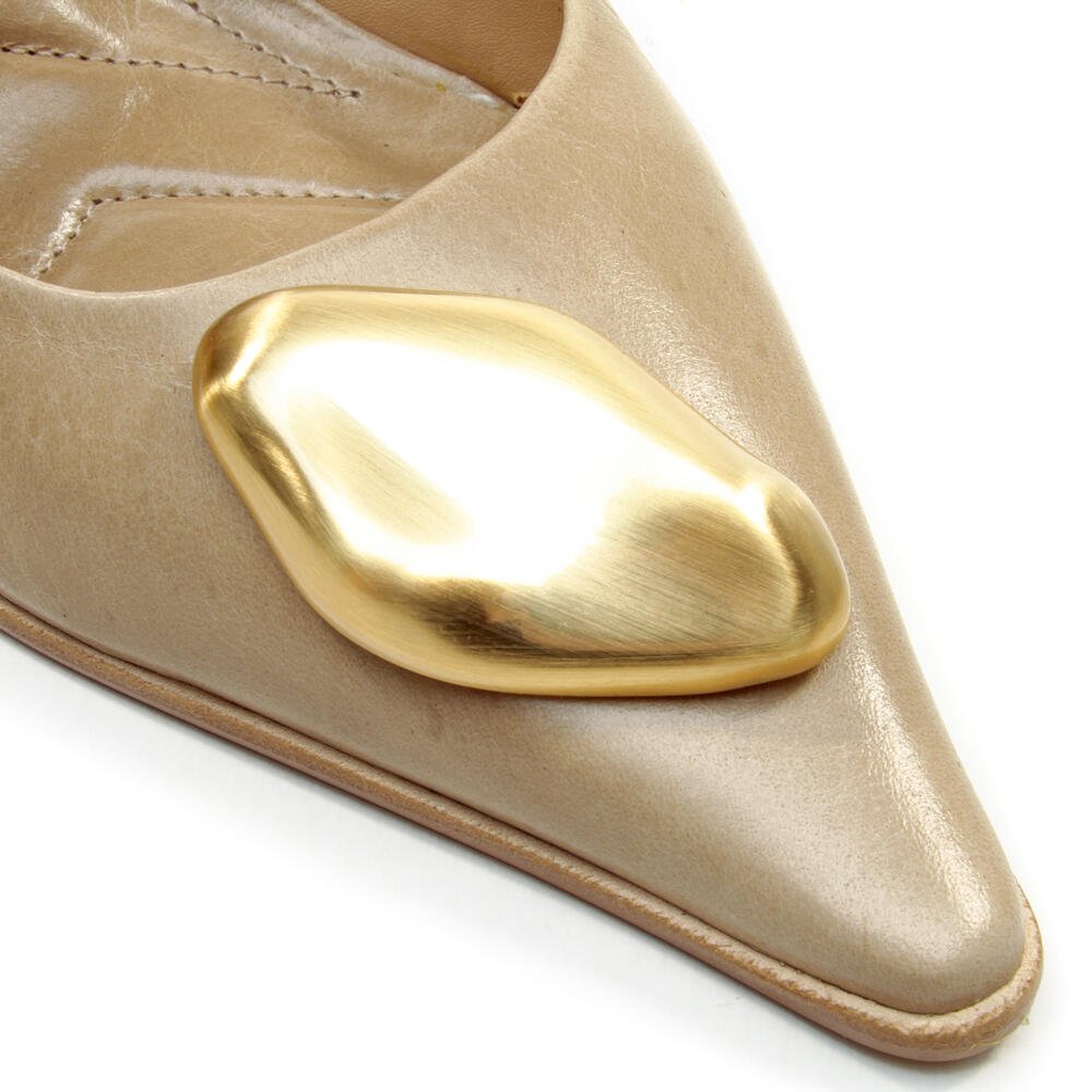 Slingback Couro Nude Salto Médio Cecconello 2905003-2 Bege 5