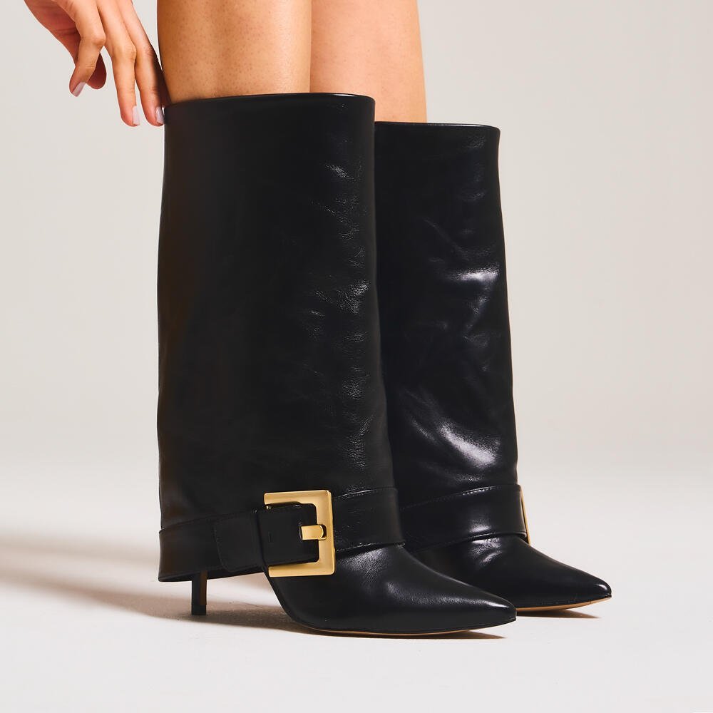 Bota Couro Preto Cano Médio Cecconello 2886001-1 Preto 2