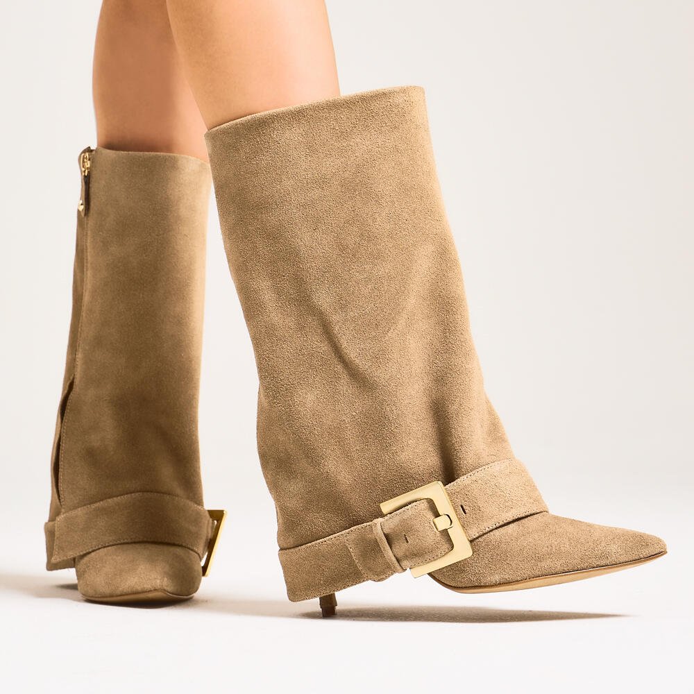 Bota Couro Nude Cano Médio Cecconello 2886001-2 Bege 2