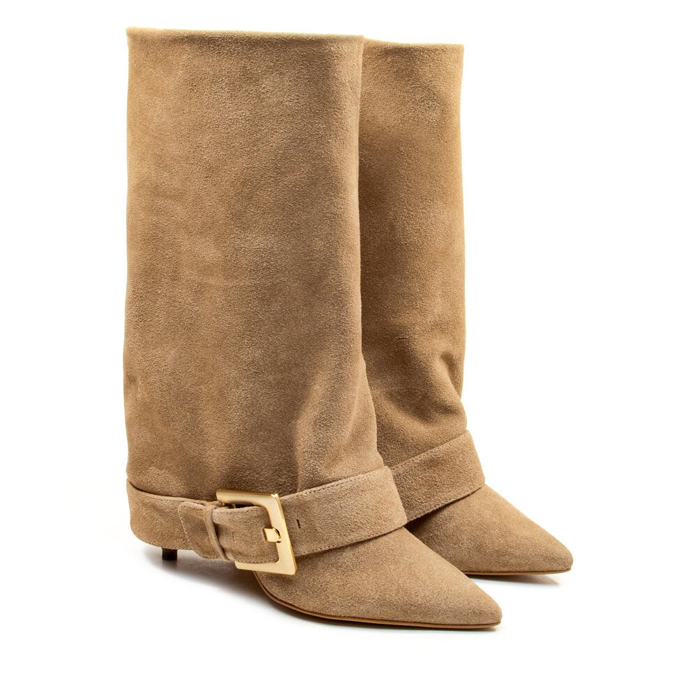 Bota Couro Nude Cano Médio Cecconello 2886001-2 Bege 5