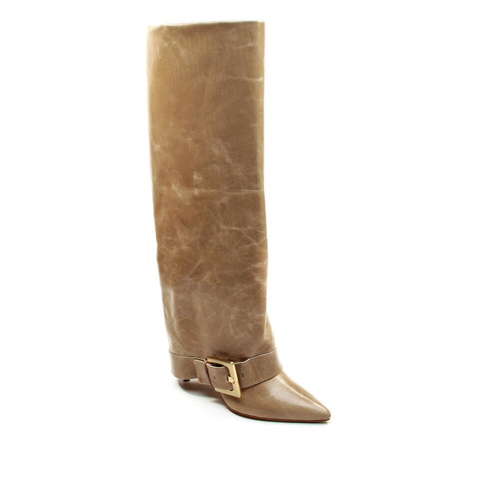 Bota Couro Nude Cano Longo Cecconello 2886002-3 Bege 3