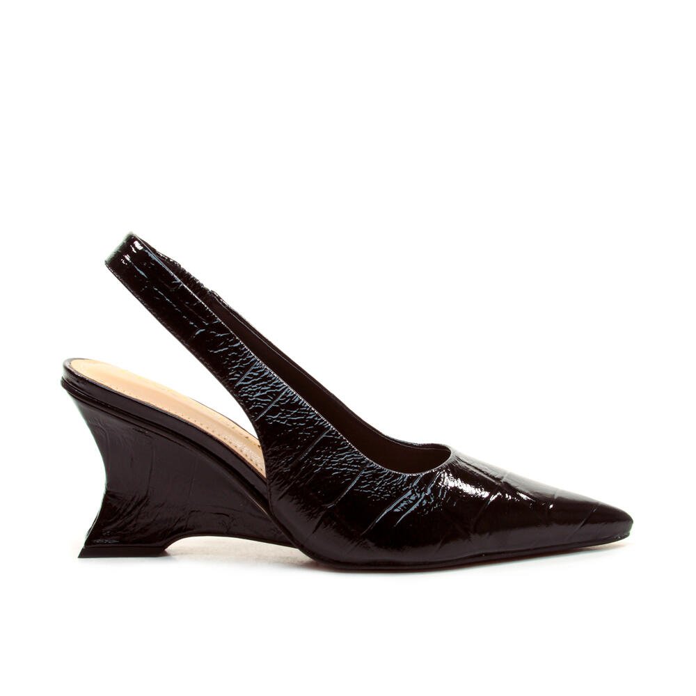 Slingback Couro Preto Salto Médio Cecconello 2880003-4