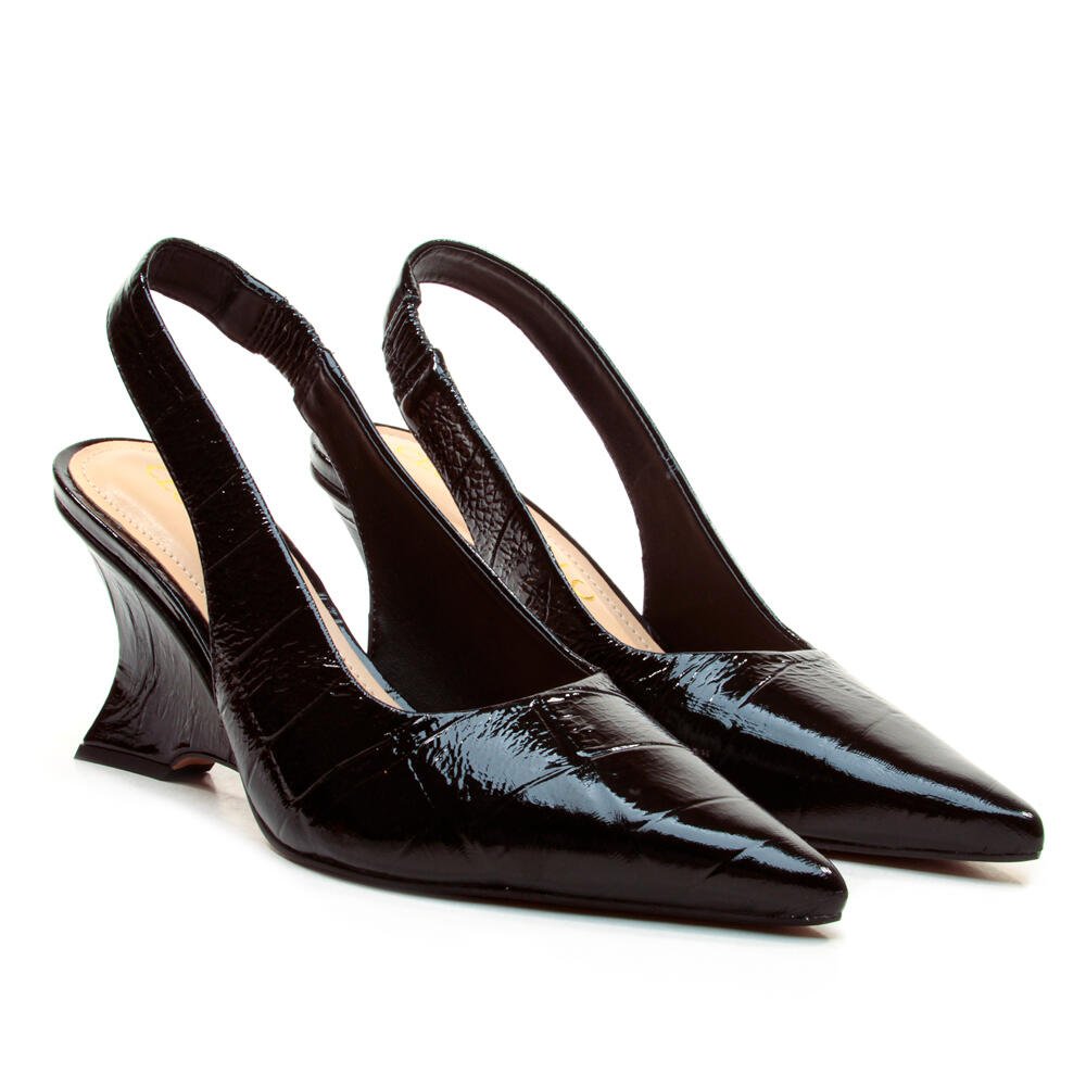 Slingback Couro Preto Salto Médio Cecconello 2880003-4 Preto 4