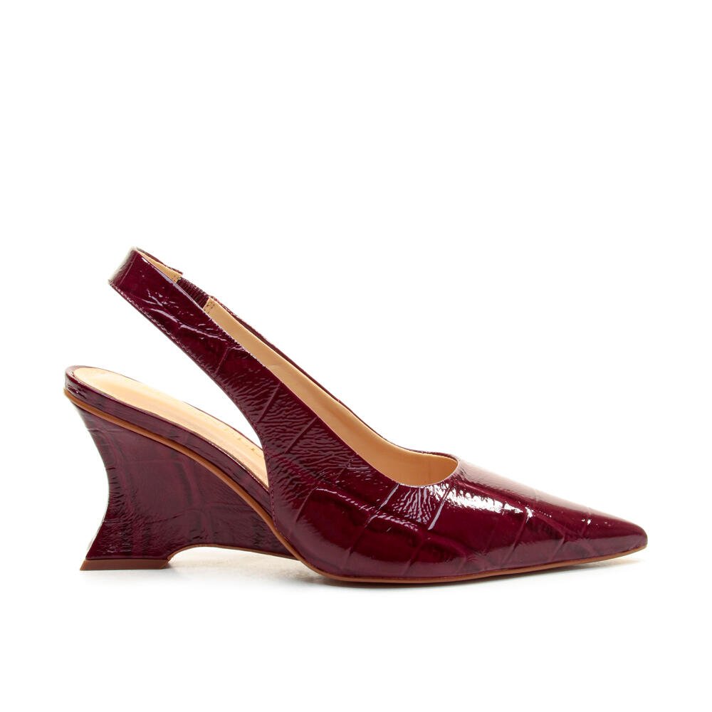 Slingback Couro Bordô Salto Médio Cecconello 2880003-5
