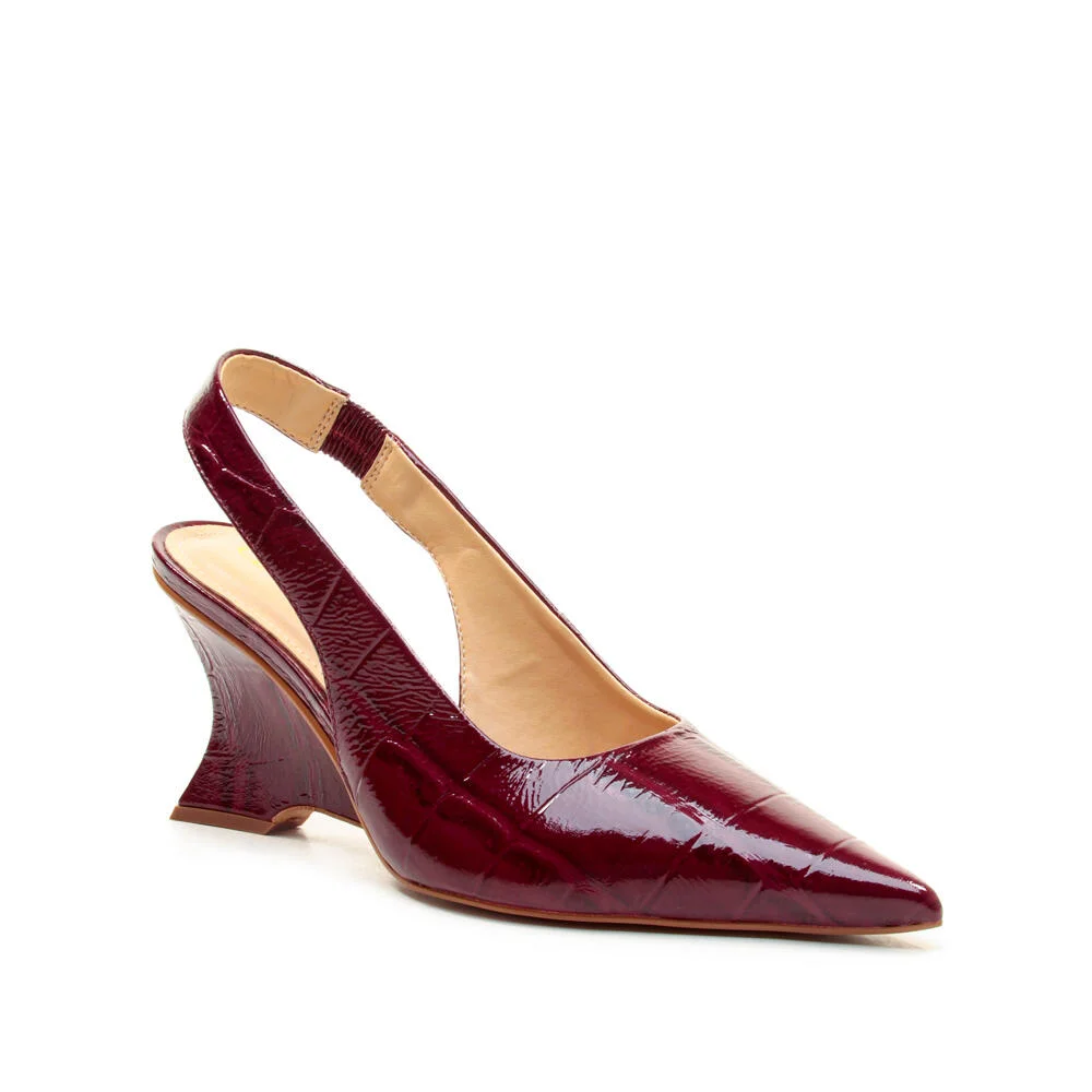 Slingback Couro Bordô Salto Médio Cecconello 2880003-5 Bordô 2