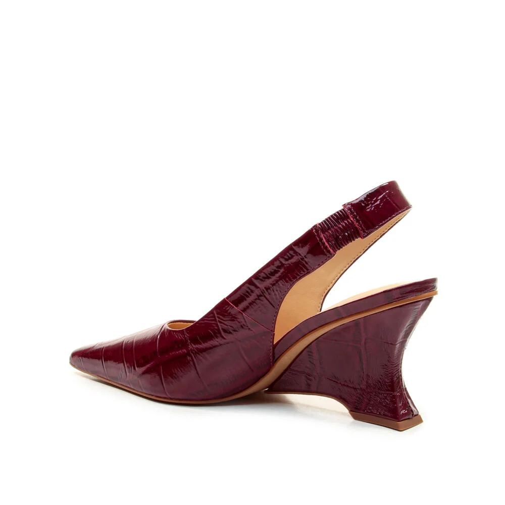 Slingback Couro Bordô Salto Médio Cecconello 2880003-5 Bordô 3