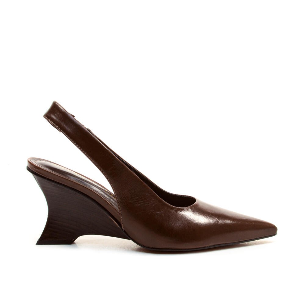 Slingback Couro Marrom Salto Médio Cecconello 2880003-2