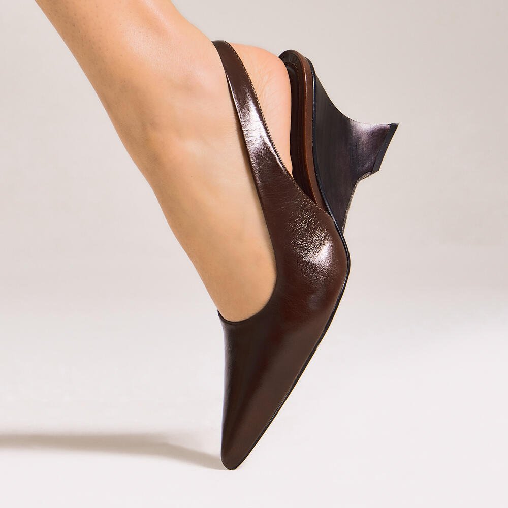 Slingback Couro Marrom Salto Médio Cecconello 2880003-2 Marrom 2