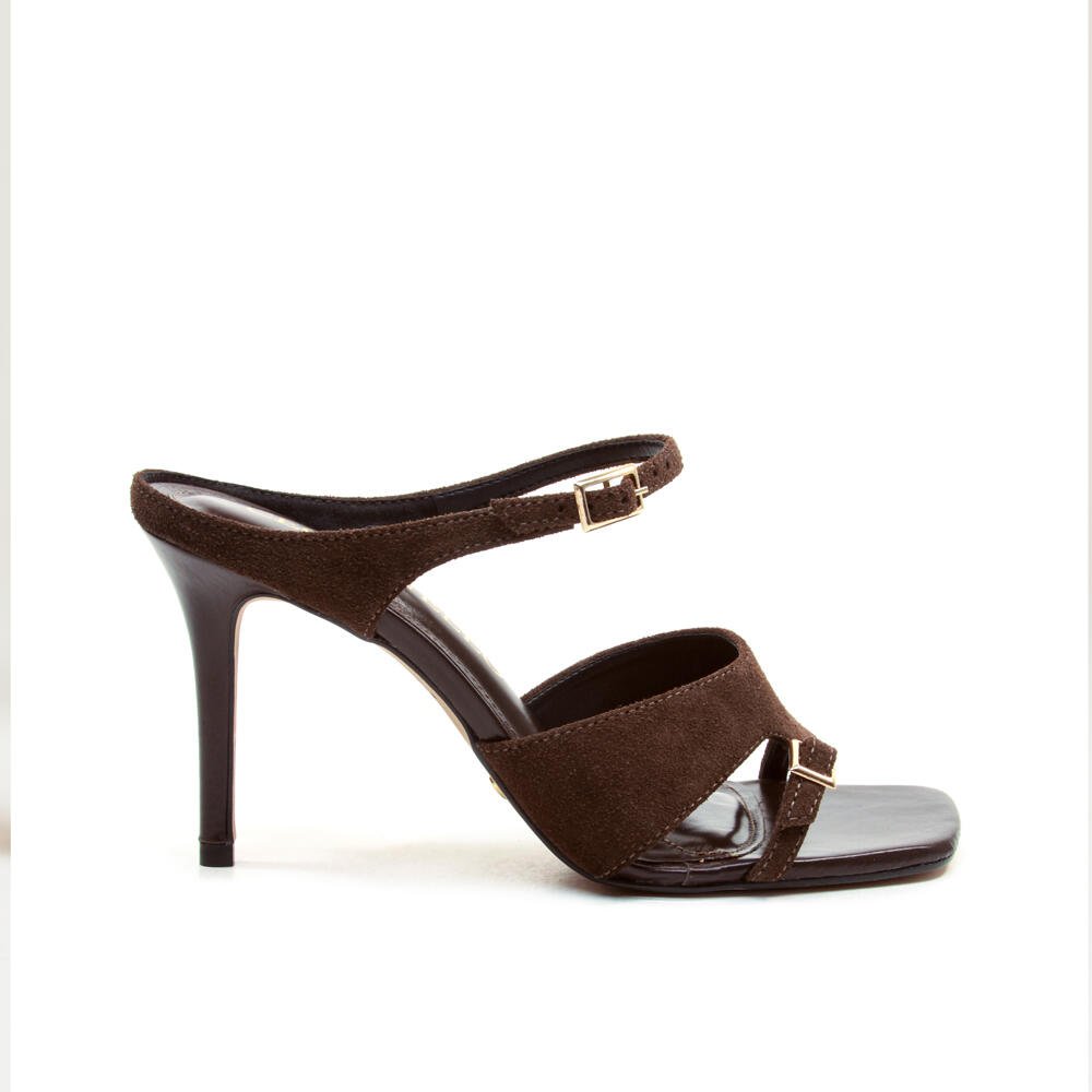 Tamanco Couro Marrom Salto Alto Cecconello 2885001-2