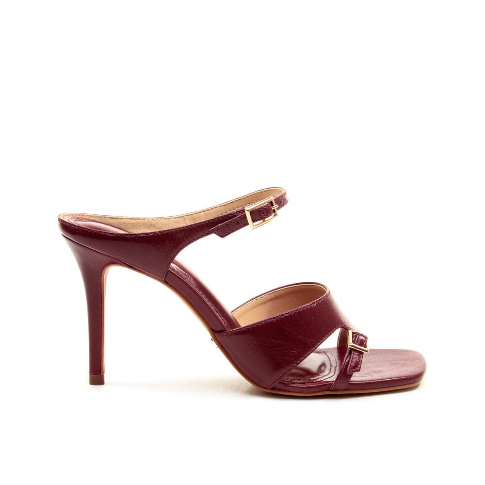 Tamanco Couro Bordô Salto Alto Cecconello 2885001-1