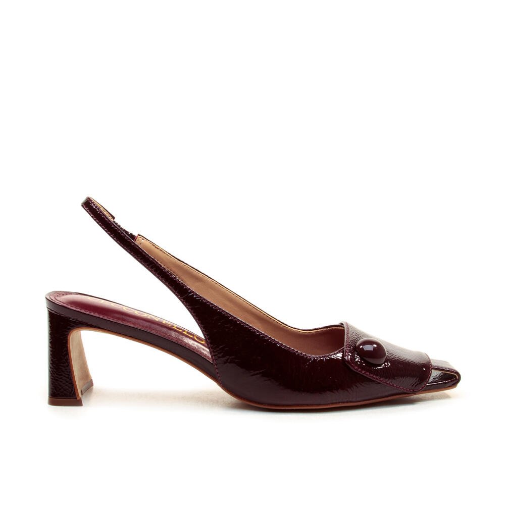 Slingback Couro Bordô Salto Baixo Cecconello 2901001-1