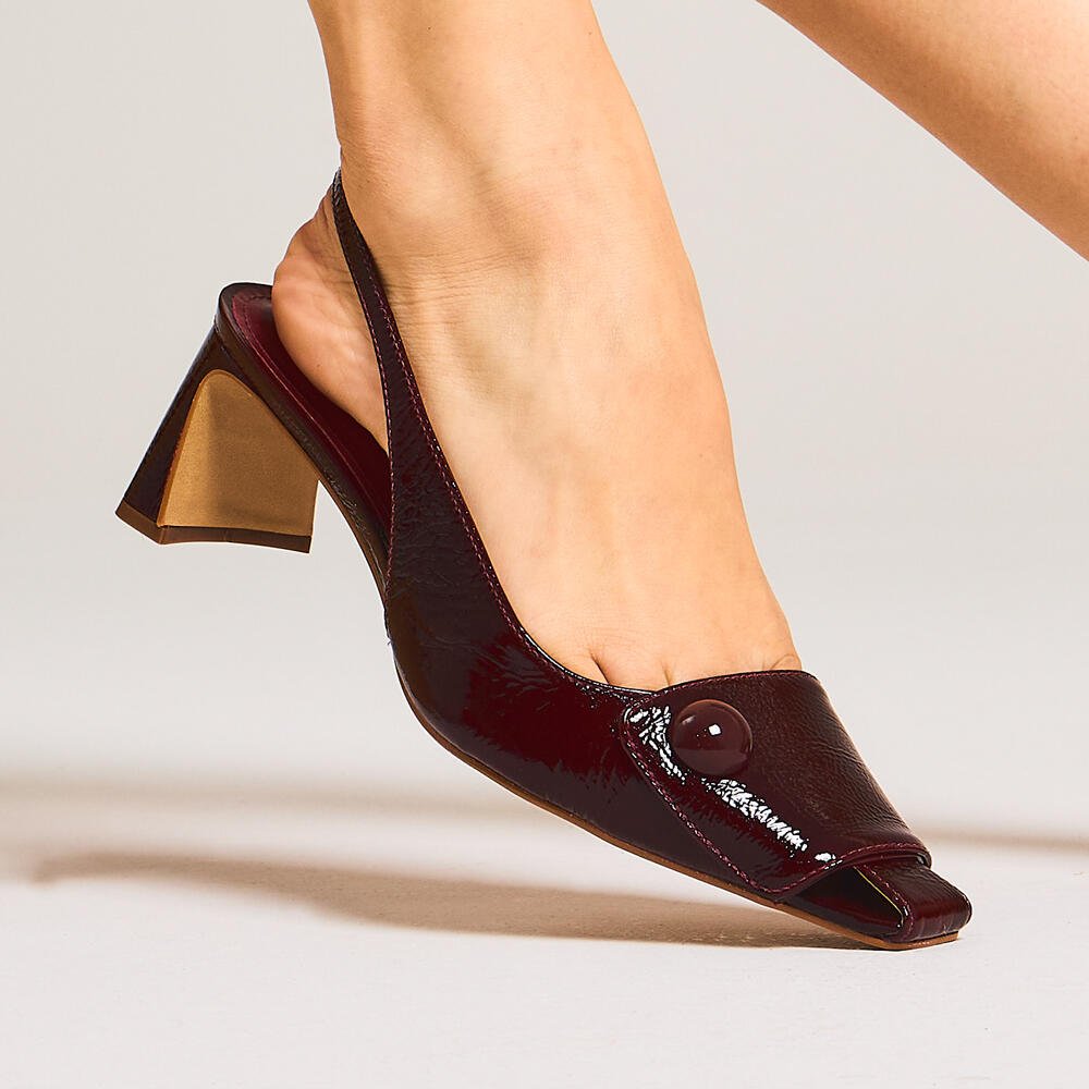 Slingback Couro Bordô Salto Baixo Cecconello 2901001-1 Bordô 2