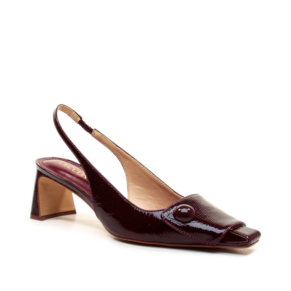 Slingback Couro Bordô Salto Baixo Cecconello 2901001-1 Bordô 3
