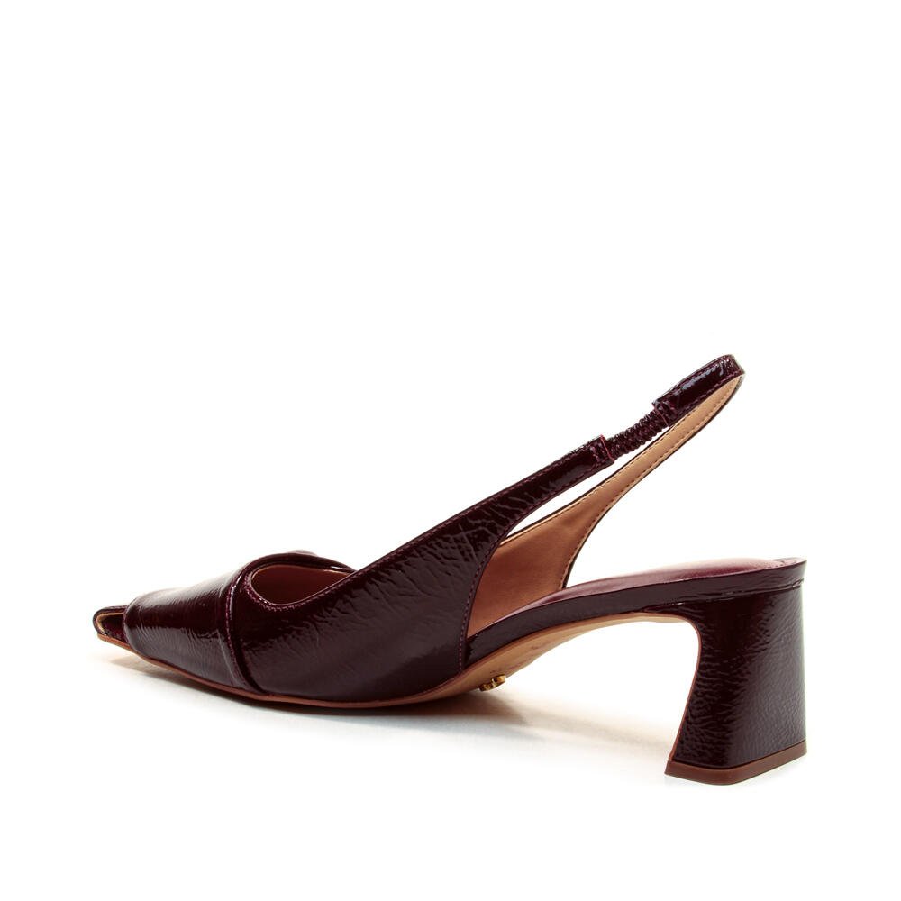 Slingback Couro Bordô Salto Baixo Cecconello 2901001-1 Bordô 4