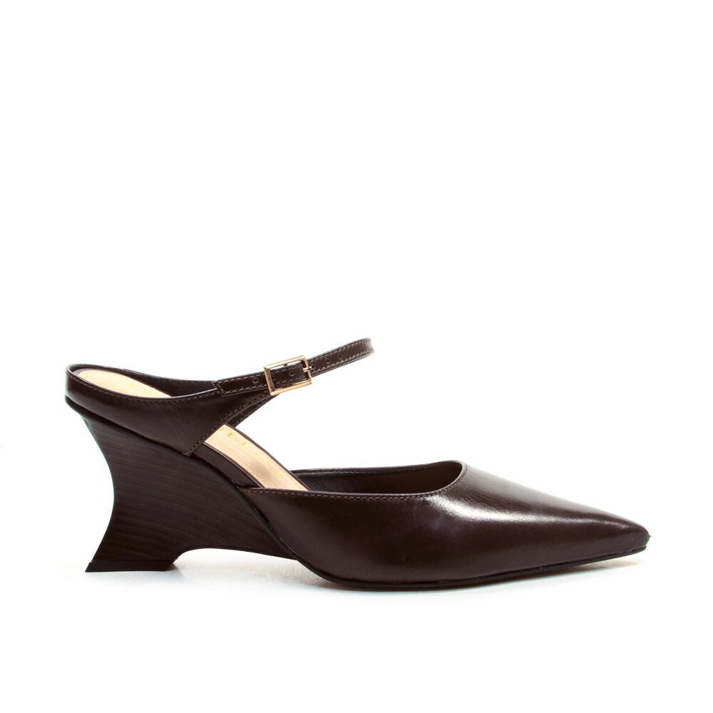 Mule Couro Marrom Salto Médio Cecconello 2880001-3