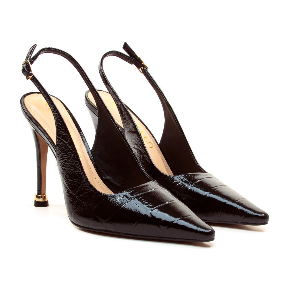Slingback Couro Preto Salto Alto Cecconello 2938001-2 Preto 5