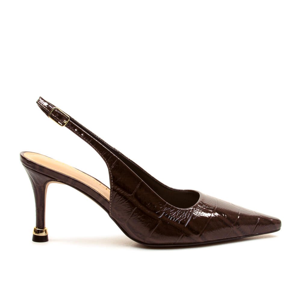 Slingback Couro Marrom Salto Médio Cecconello 2937001-1