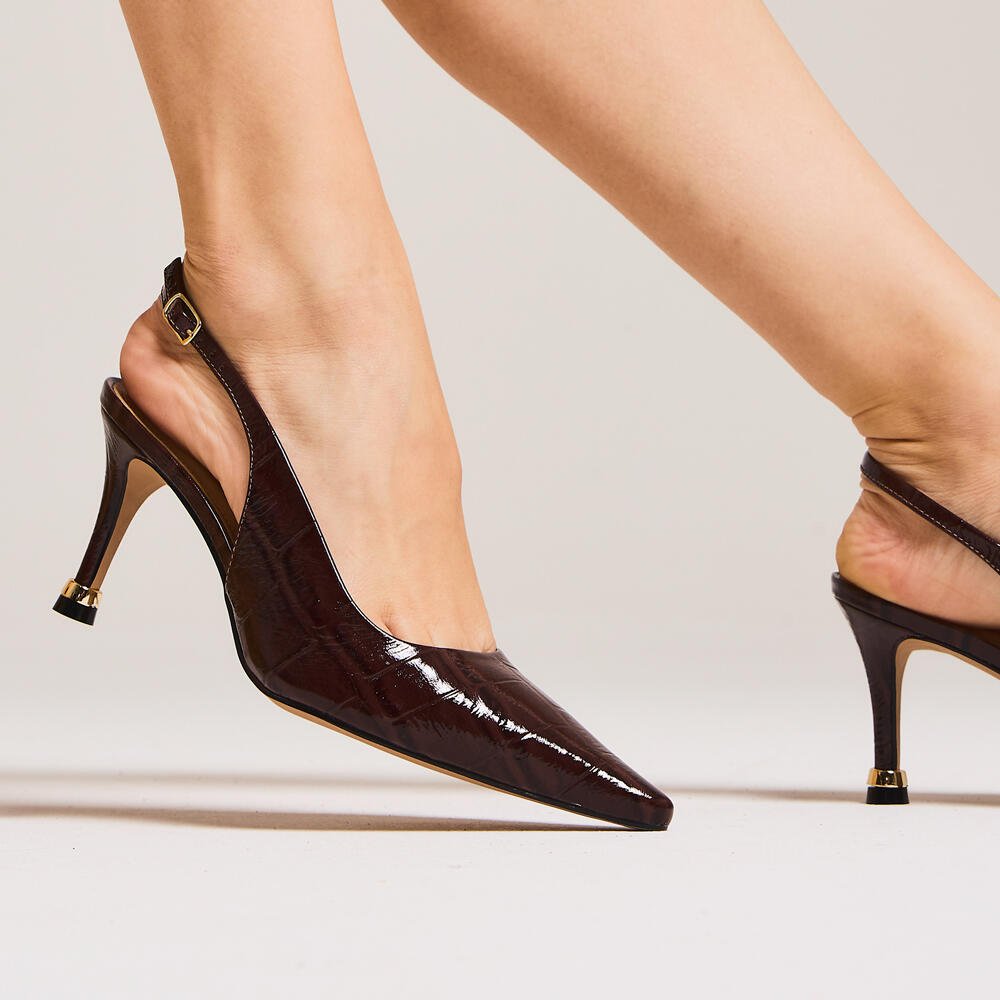 Slingback Couro Marrom Salto Médio Cecconello 2937001-1 Marrom 2