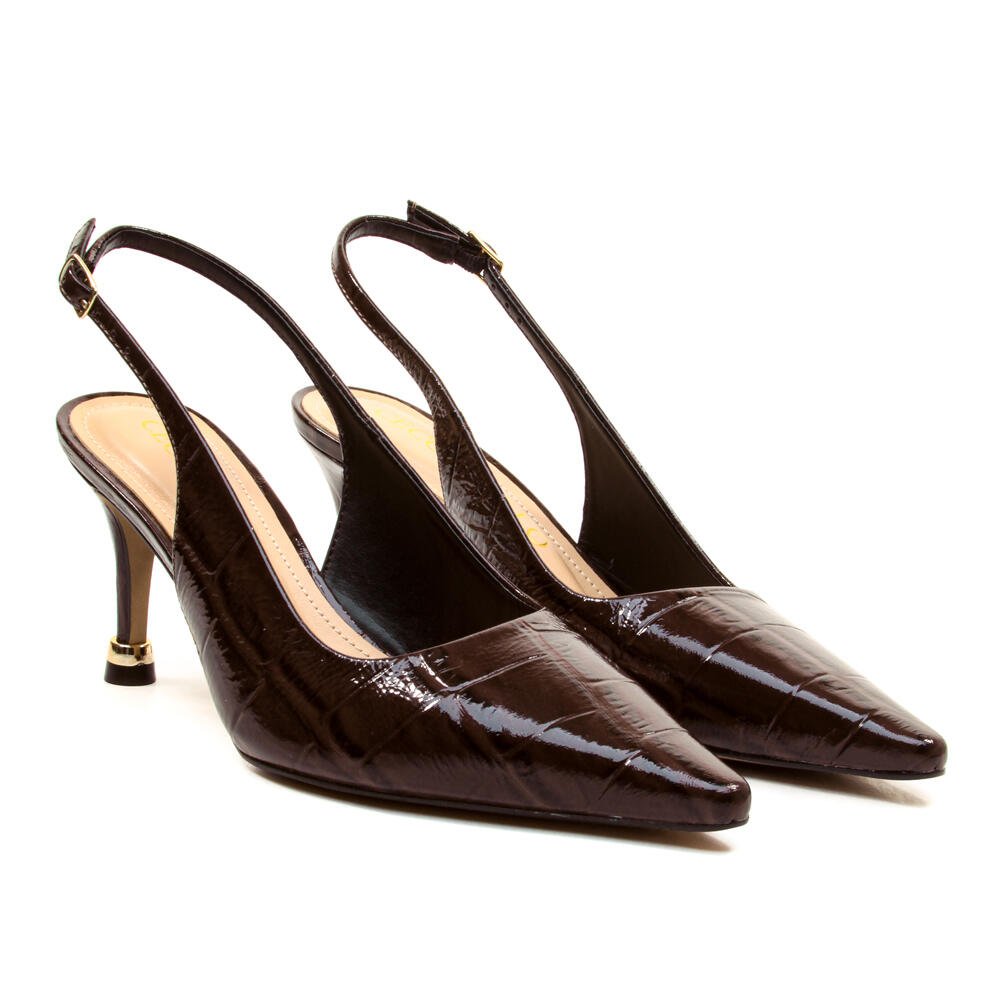 Slingback Couro Marrom Salto Médio Cecconello 2937001-1 Marrom 5