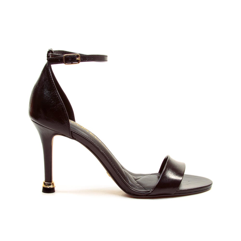 Sandália Couro Preto Salto Alto Cecconello 2874001-1
