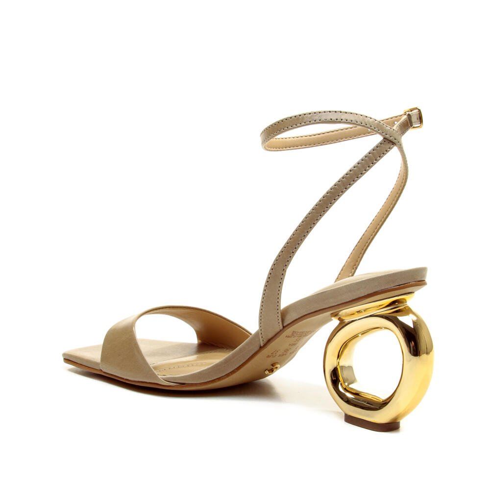 Sandália Couro Nude Salto Médio Vazado Cecconello 2193004-21 Bege 4