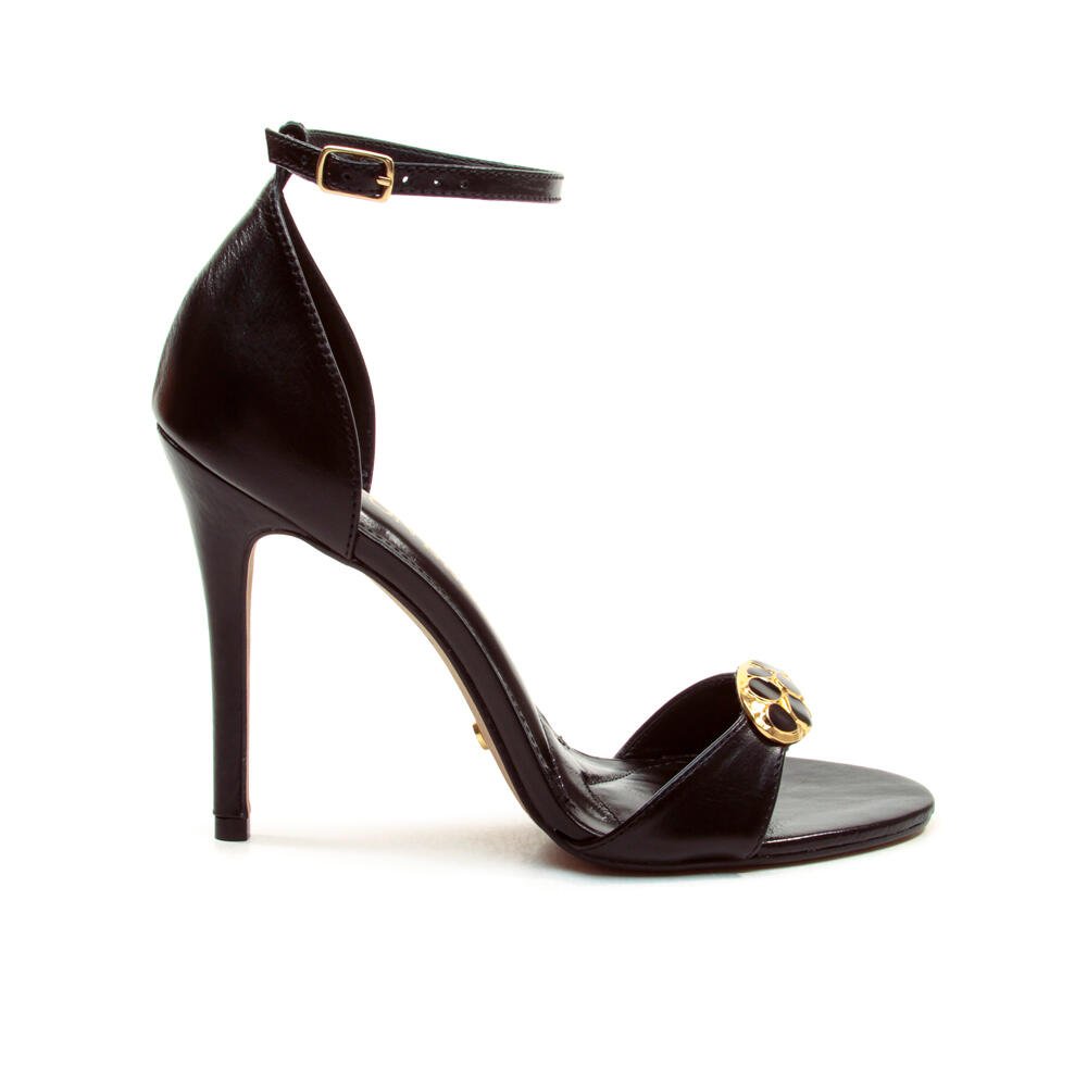 Sandália Couro Preto Salto Alto Cecconello 2898001-1