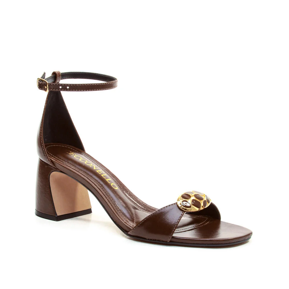 Sandália Couro Marrom Salto Médio Cecconello 2899001-1 Marrom 3