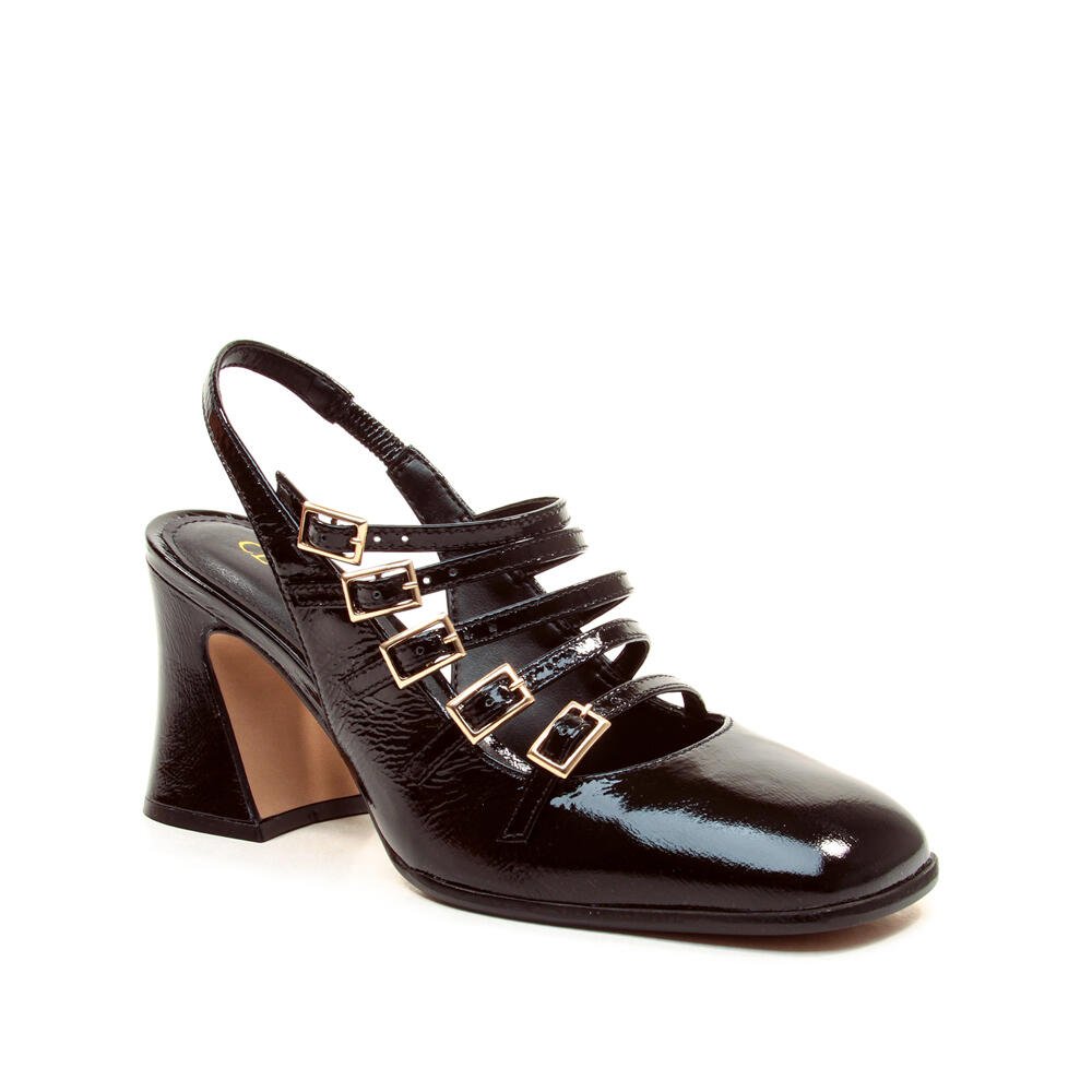Slingback Couro Preto Salto Médio Cecconello 2883001-1 Preto 3