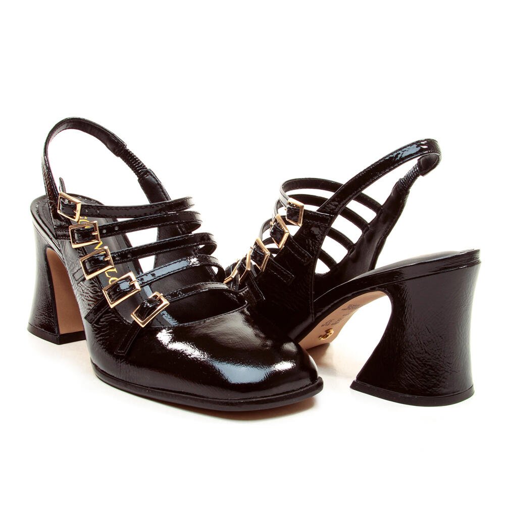 Slingback Couro Preto Salto Médio Cecconello 2883001-1 Preto 5